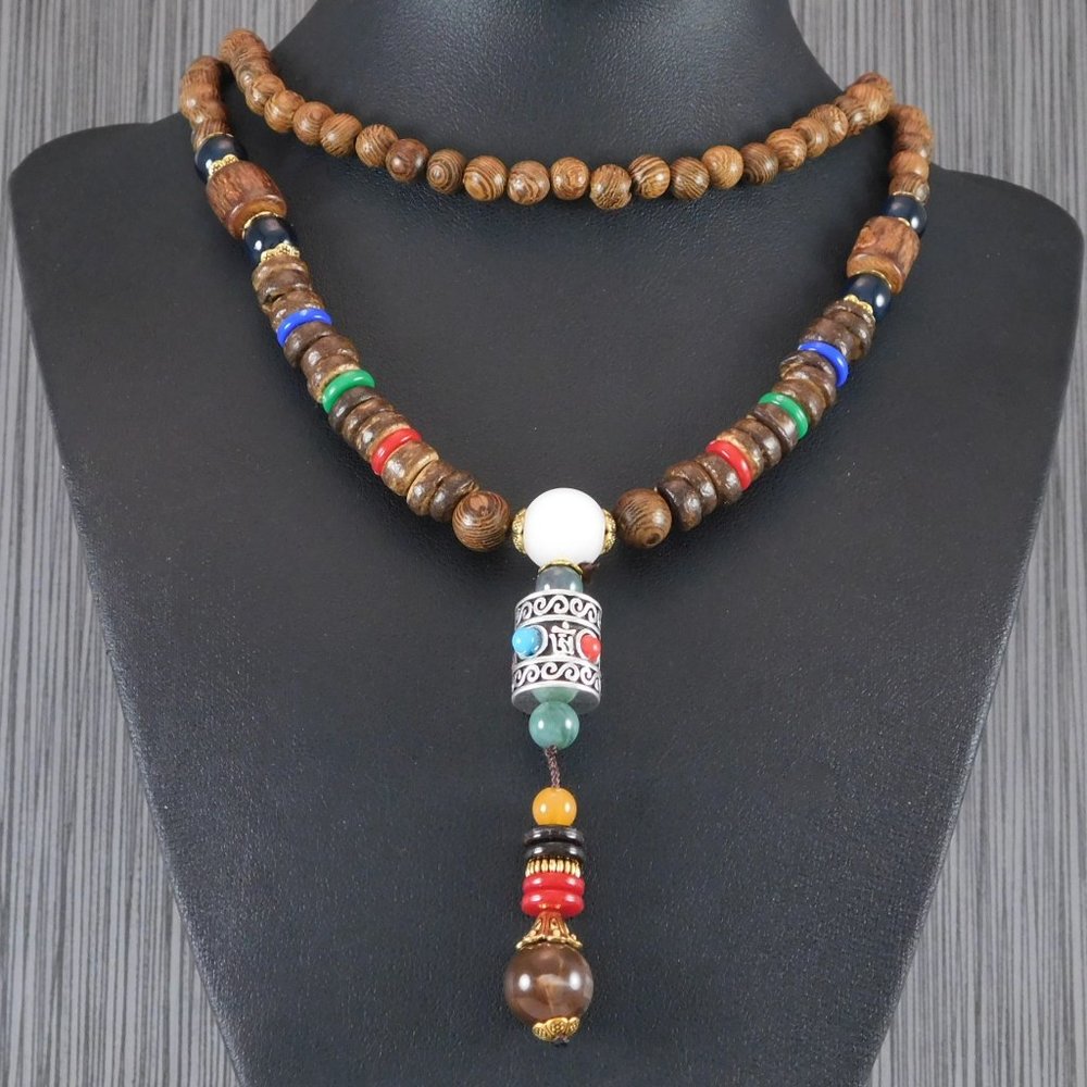Long Mala Bead Necklace Boho Spiritual Jewelry